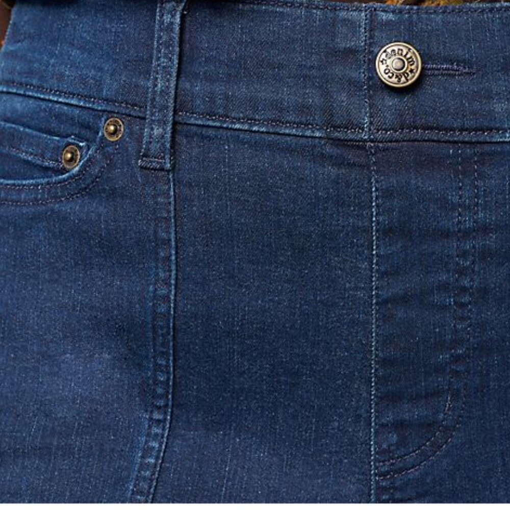 NEW Denim & Co. Cozy Touch Denim Regular Relaxed Straight Jeans 10 Dark Wash - Picture 4 of 8